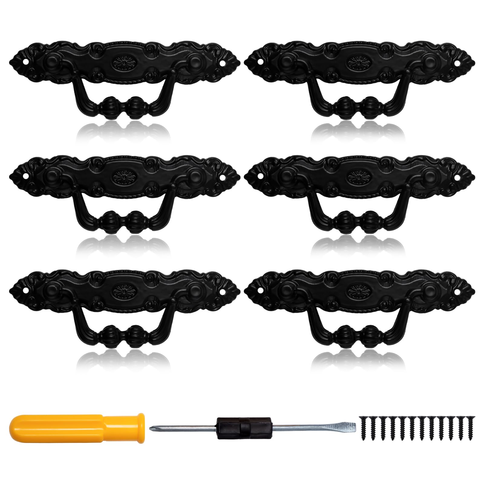 Keboyoe 6pcs Vintage Antique Kitchen Cupboard Handles for Cupboard Dresser