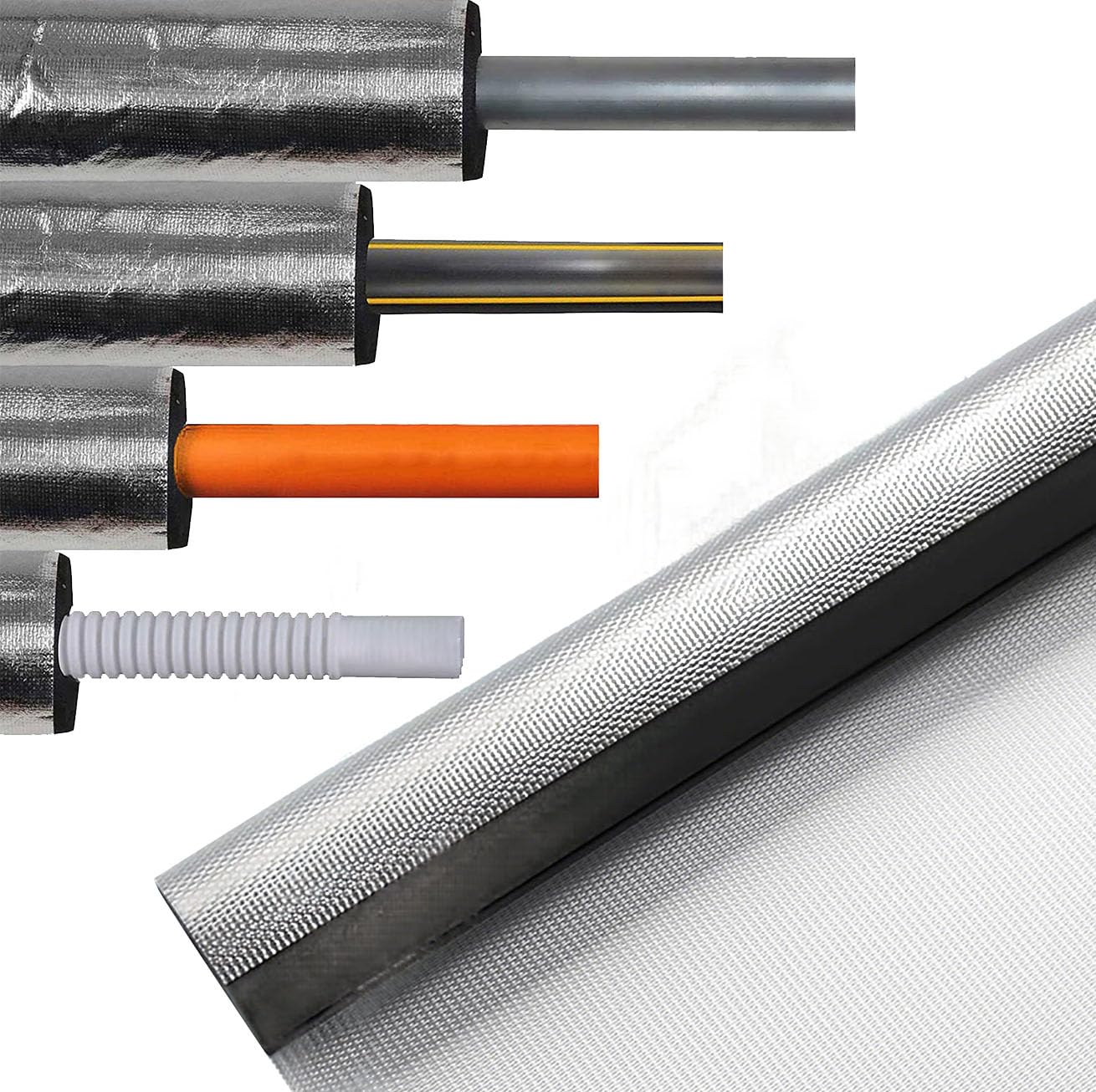 ID 16-219mm Aislamiento de Tuberias para Autoadhesivo Ignífugo de Coquilla Aislante Tubo Espuma Suave Fundas de Aislamiento Térmico para Tuberías Exteriores (ID) 219mm x (T) 20mm x (L) 0.9m
