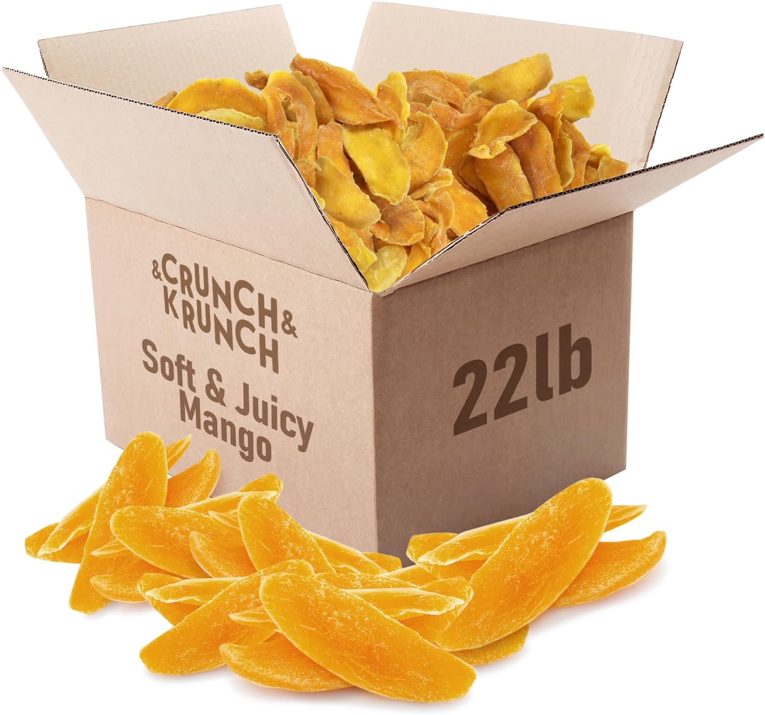 Crunch & Krunch Dried Mango Bulk - Delicious Soft & Juicy Mango, 22 LB- Healthy Snack Bulk Pack, Delicious Texture, Chewy Ripened Mangos Dried Fruits with Natural Tangy Sweetness of Fresh Mangoes.