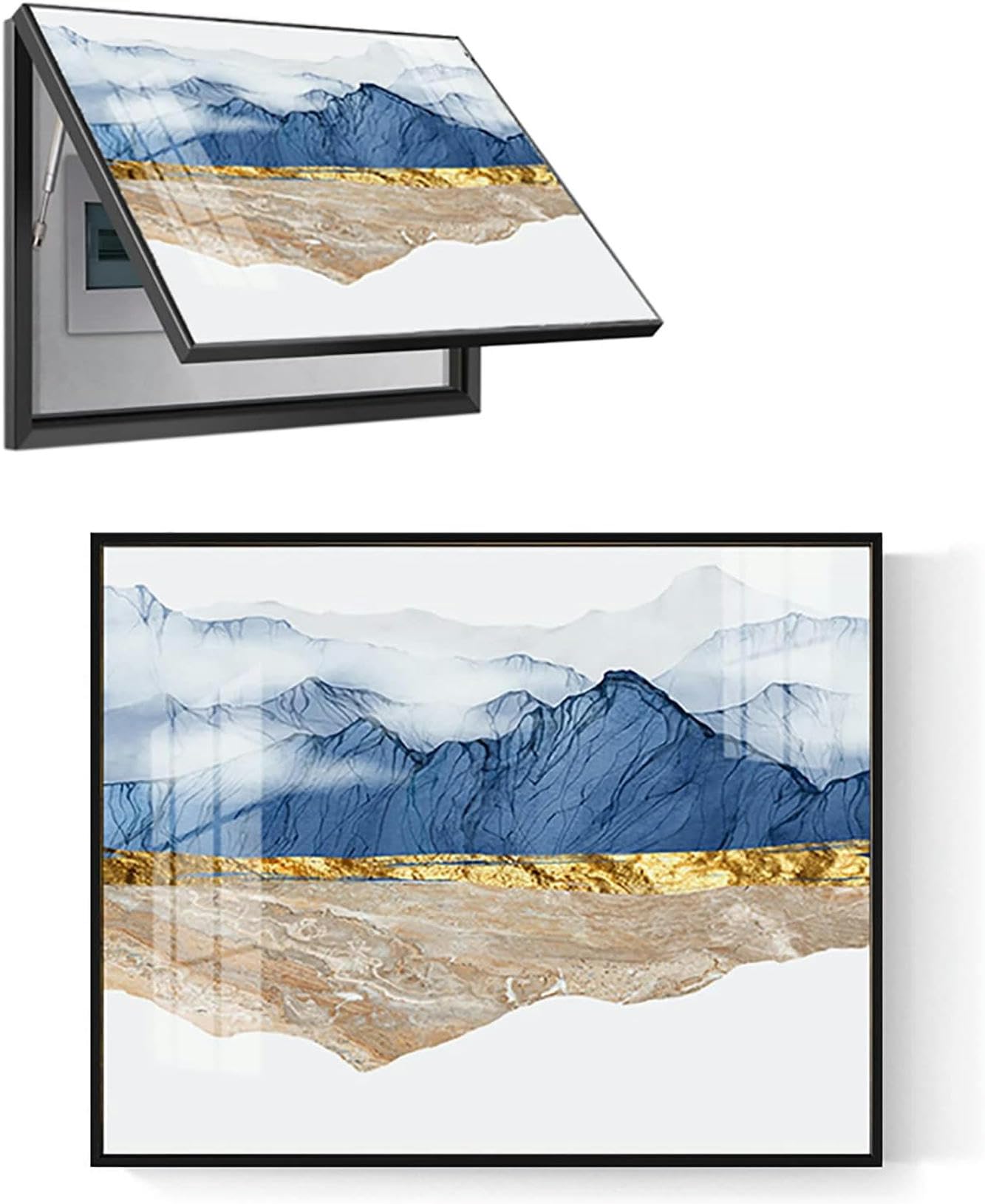 Boîte de distribution masquer les peintures avec vérins pour une ouverture fluide