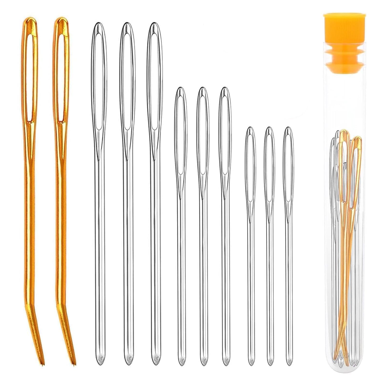 Istushewill Silver 11Pcs Large-Eye Blunt Needles For Wool, Jumbo Bent Tapestry Needle, Wool Crochet Needle, Crochet Yarn Knitting Darning Needles For Crochet Diy Crafts, Hand Knitting