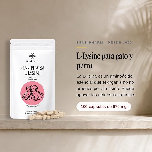 Foto 2 de 7 de Sensipharm® L-Lisina Gato y Perro 670 MG - Aminoácidos - 100 Cápsulas