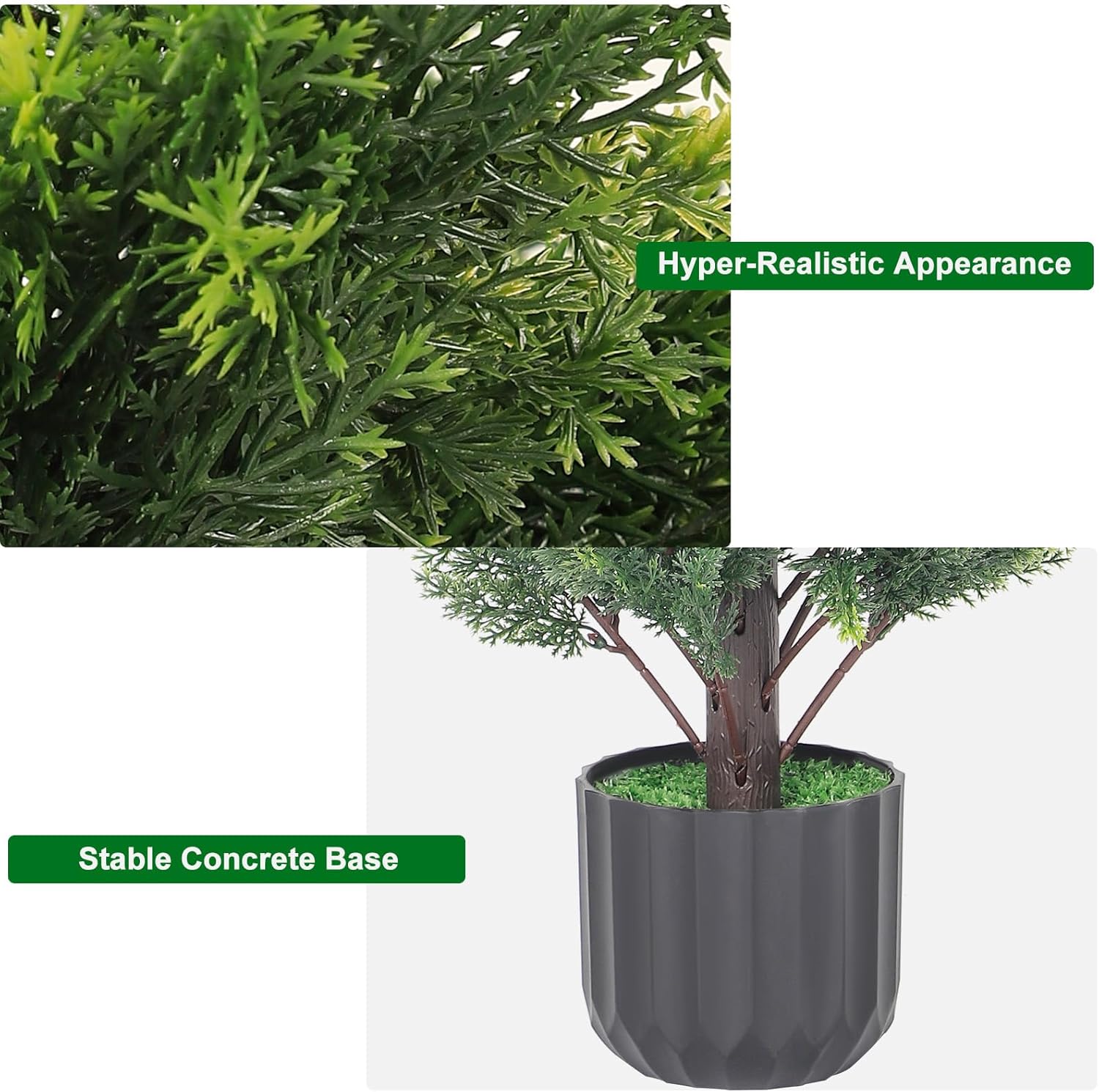 3Ft Artificial Cedar Topiary Trees,2 Pack Tall Faux Pine Cypress Plants for Front Porch Decor,Realistic Fake Plants Tree UV Resistant Artificial Plants for Home Garden Offices - Image 3