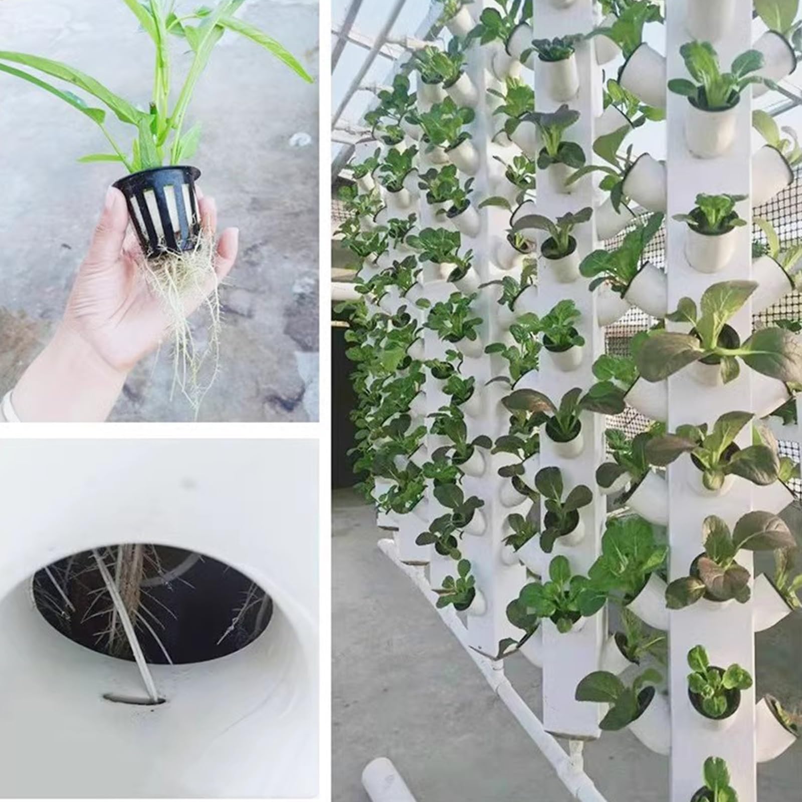 Hydroponie Kit Complet, avec 56 Trous de Plantation et 4 Roues, Tour Aéroponique, Tour Hydroponique Verticale pour Les Amateurs de Jardinage, Gris