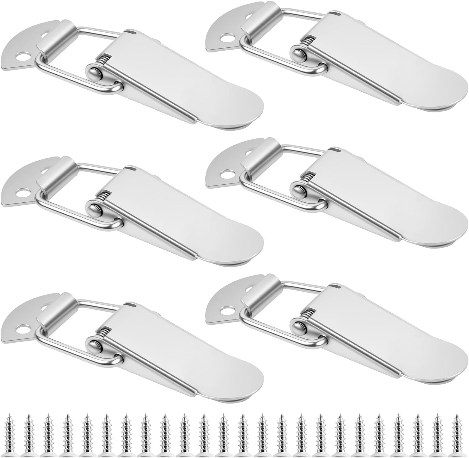 6 Piece Spring Clasp Clips, Stainless Steel Tension Clasp Locks, Box Lock, Spring-Loaded Clasps and Locks, Lever Clasps for Tool Box Closure Clamps