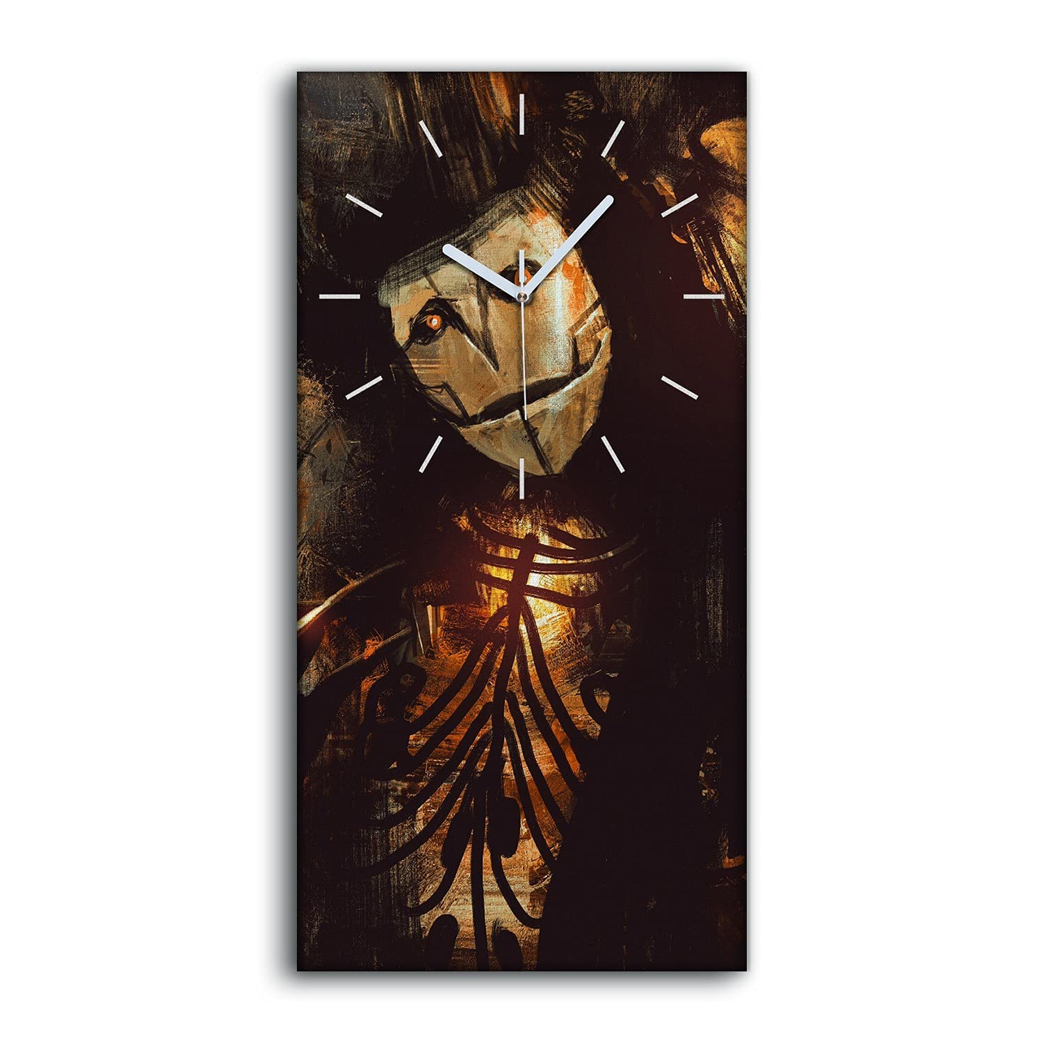Horloge sur Toile Personnage Portrait Dark Fantasy Ne Pas Tic Tac Mains Blanches