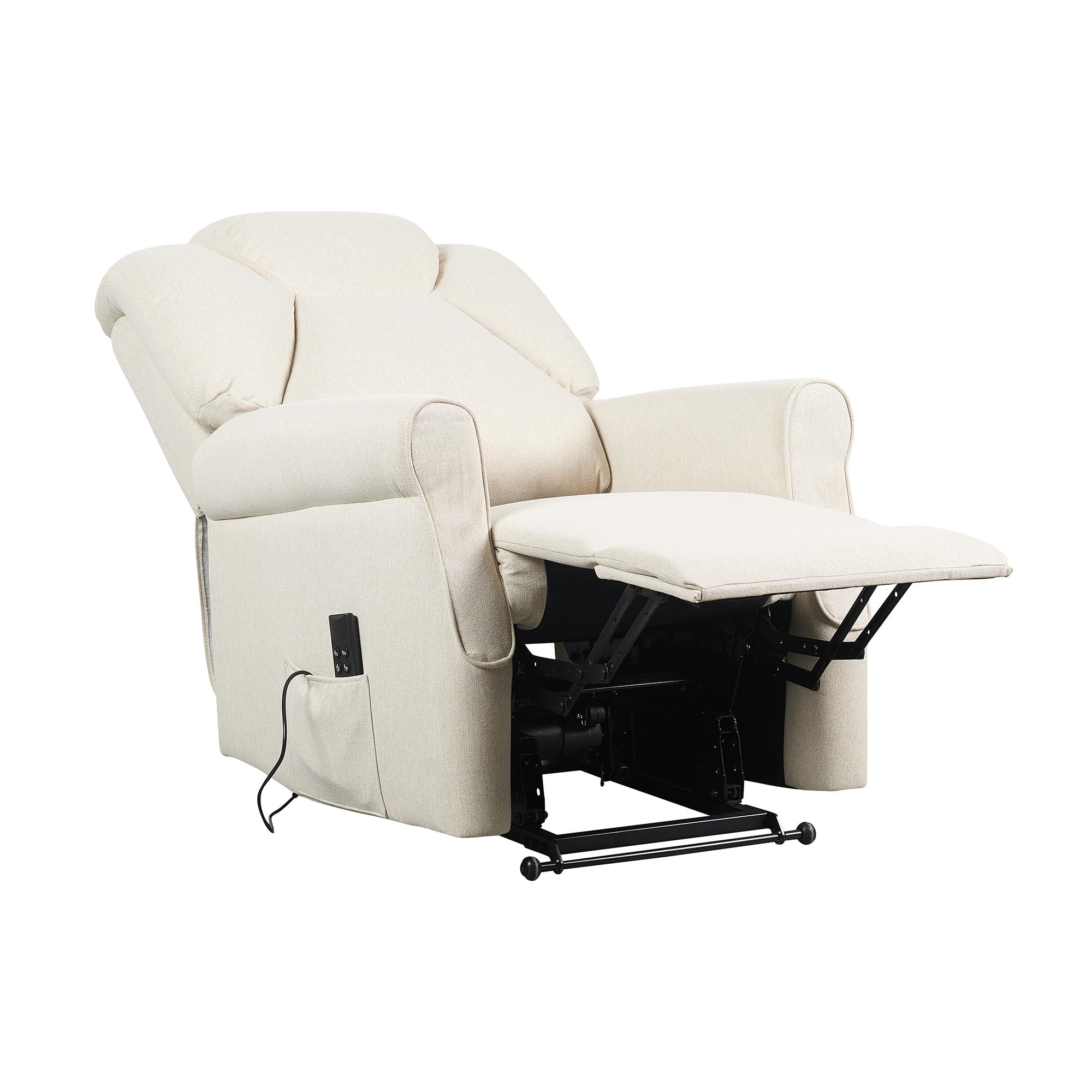 POLTRONE ITALIA Poltrona Relax Alzapersona Zero Gravity 2 motori reclinazione indipendente schienale pediera Carrello retrattile per spostamento utente antimacchia anziani soffice Beige