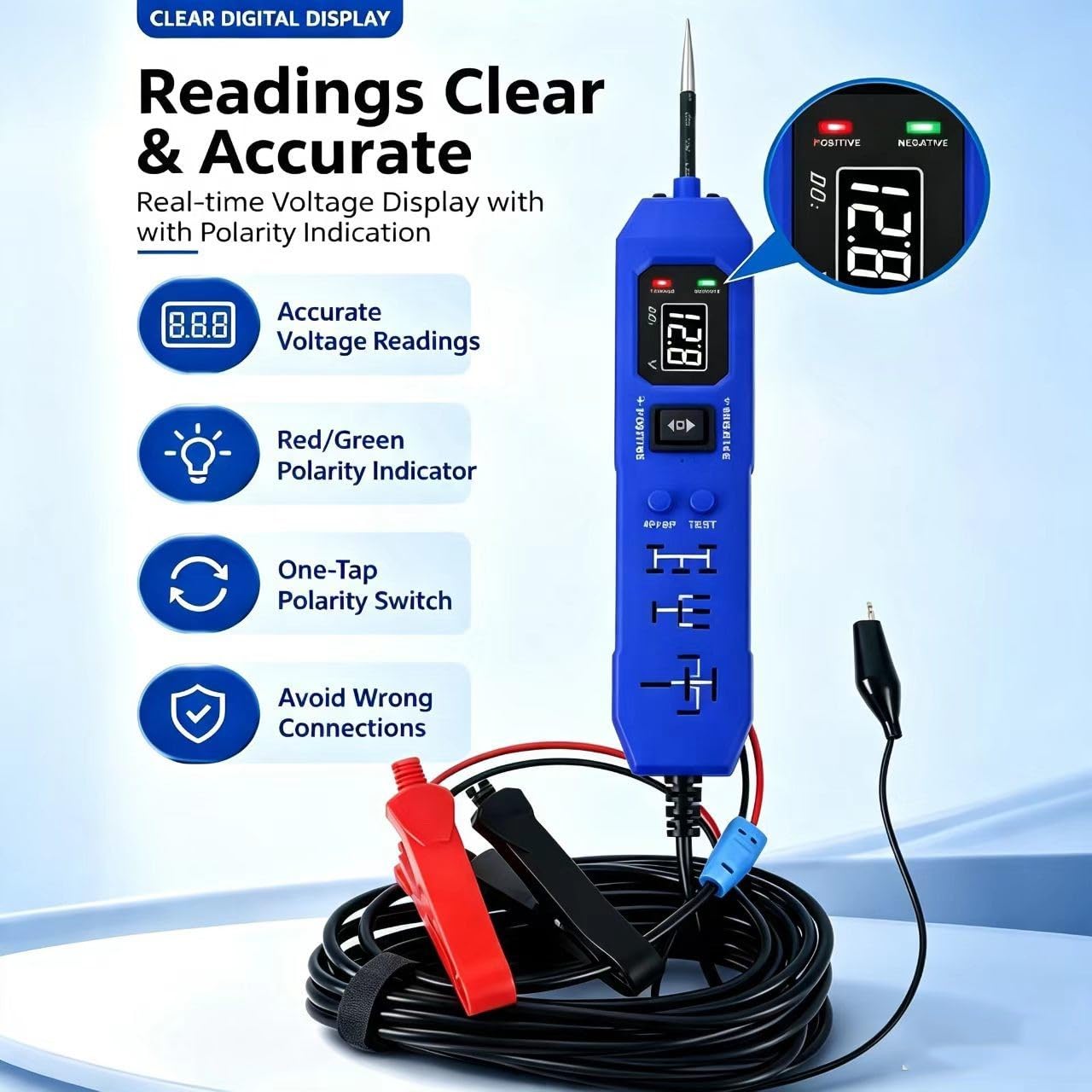 Tester Circuito Auto 36V Display LED 2in1(DW833 Black)