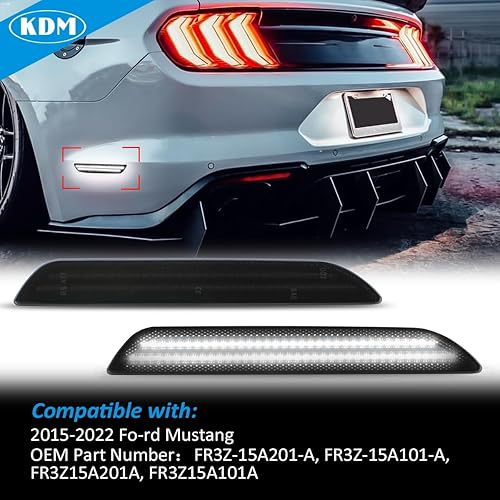 Miniatura 4 de KDM Reflectores LED de marcador lateral para guardabarros, luces de doble fila, compatible con Ford Mustang 2015-2022, ensamblaje de lámpara de