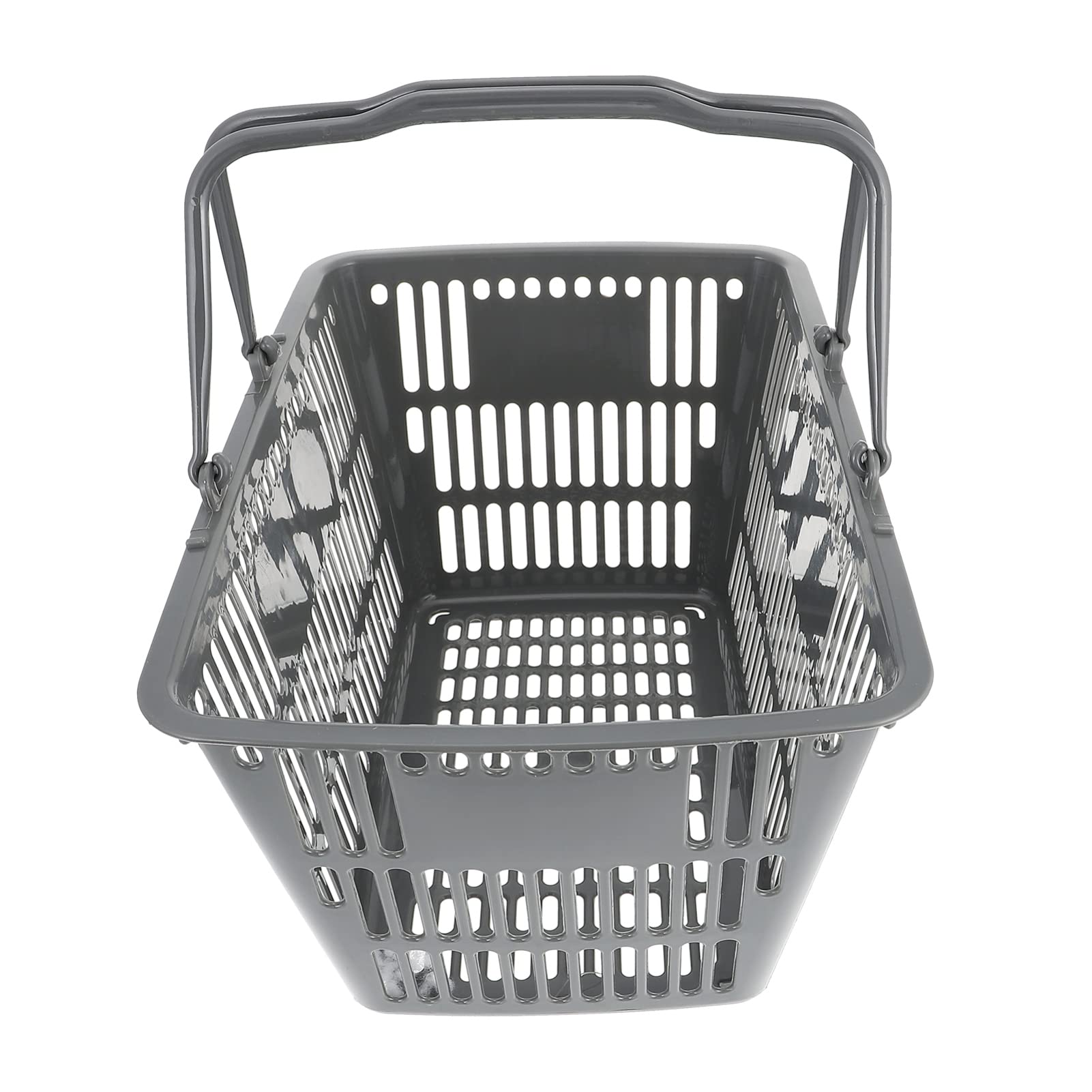 ULTECHNOVO Cesta De Plástico Portátil Para Supermercado Cesta De Compras Doble Asa Para Llevar Verduras y Condimentos Gris