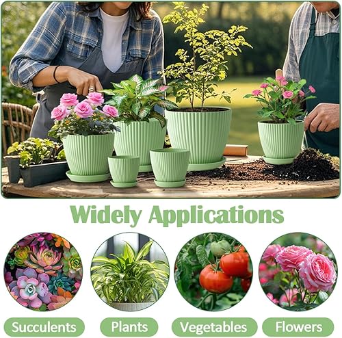 Miniatura 2 de RooTrimmer Macetas de 7.56.55.54.94.23.5 pulgadas, paquete de 6 macetas de plástico grueso y resistente, macetas de 6 tamaños para interiores y