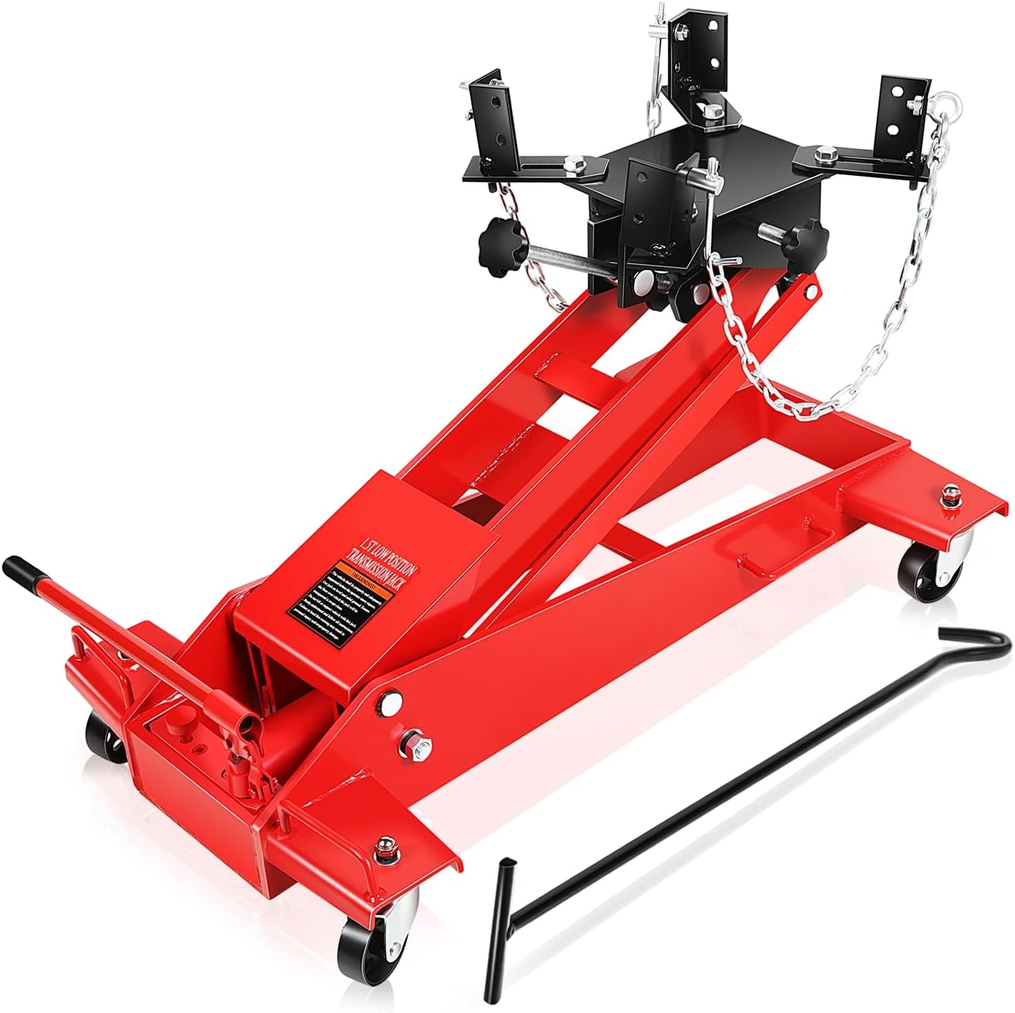 Auto Dynasty Universal Garage Low Profile Hydraulic Transmission Jack, 1.5 Ton (3306 lbs) Capacity, Lifting Range 9.1" (Min) to 36.6" (Max), Alloy Steel