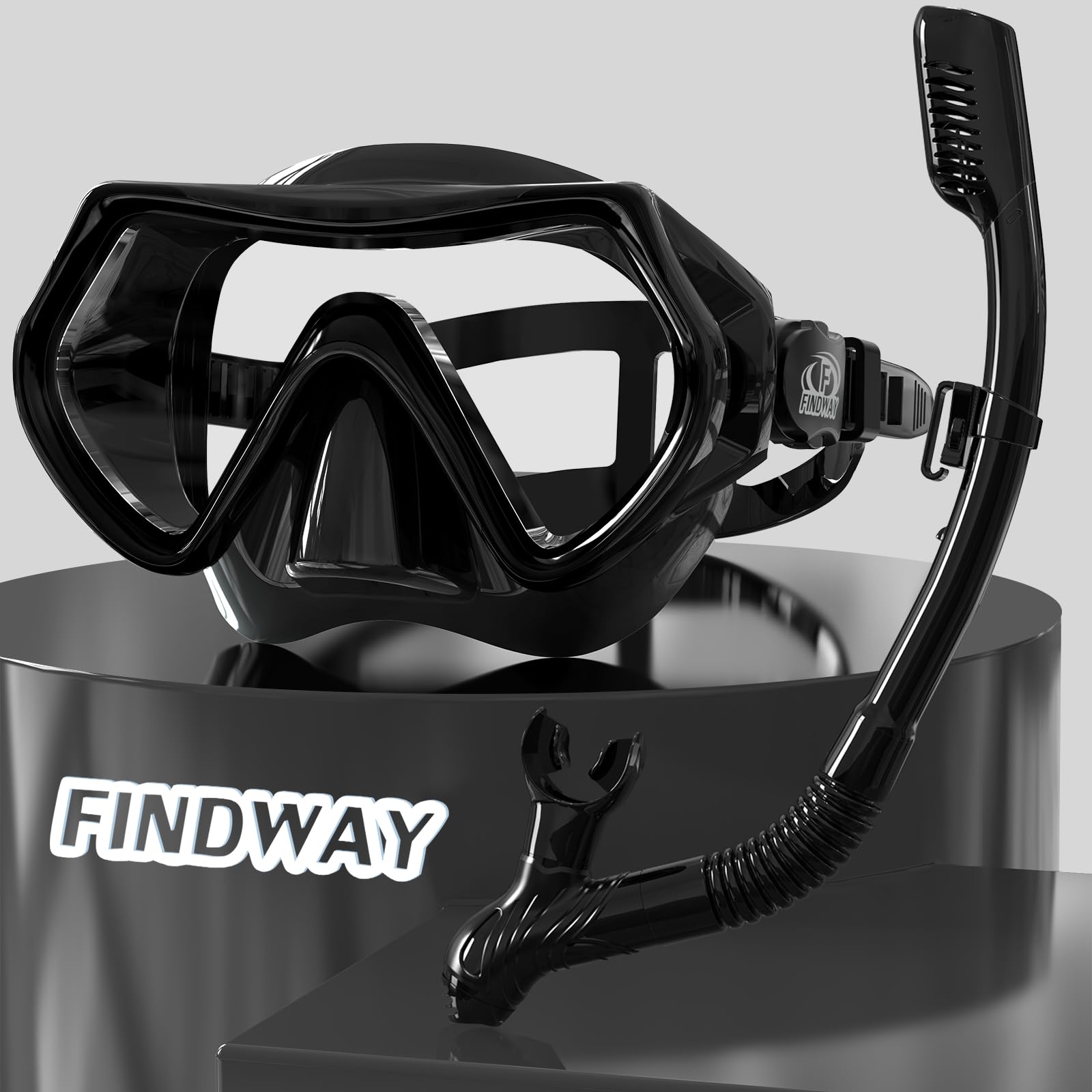 Findway Schnorchelset Erwachsene Teenager, Tauchermaske für Herren Damen, Verstellbares Silikonband Schnorchelmaske mit HD Gehärtetes Glas Anti-Leck Schwimmmaske,für Tauchen, Schnorcheln und Schwimmen