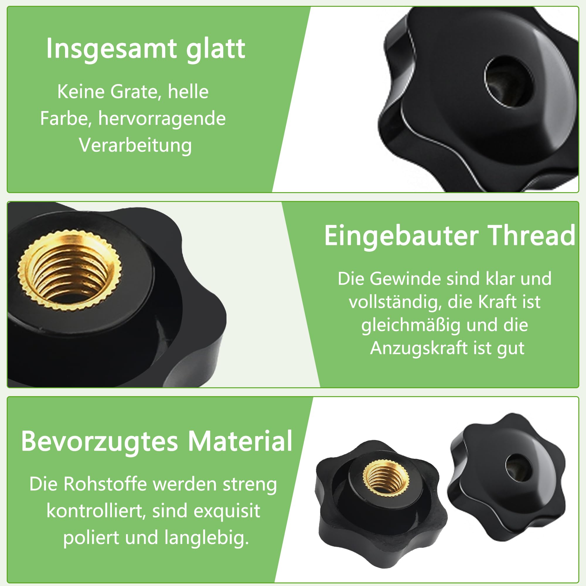 Rybtd 12 Pezzi Dadi con Impugnatura a Stella M8 x 32mm Manopola di Serraggio con Filettatura Zigrinata,Stella Testa Serraggio Dadi per Macchine Utensili, Attrezzature per il Fitness