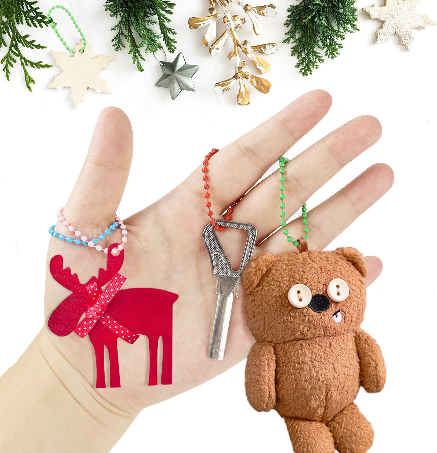 Ball Chain Bulk Metal Chain Width 2.4mm Ball Beads Chain Long Bead Connector Clasp for Jewelry Making DIY Crafts Hanging Christmas Decoration (200 Pcs Colored 3.9 Inch / 10 cm) - Image 2