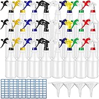 Vista 12 de Zubebe Paquete de 24 botellas rociadoras de plástico de 32 onzas a granel, botellas de spray vacías a prueba de fugas resistentes para suministros