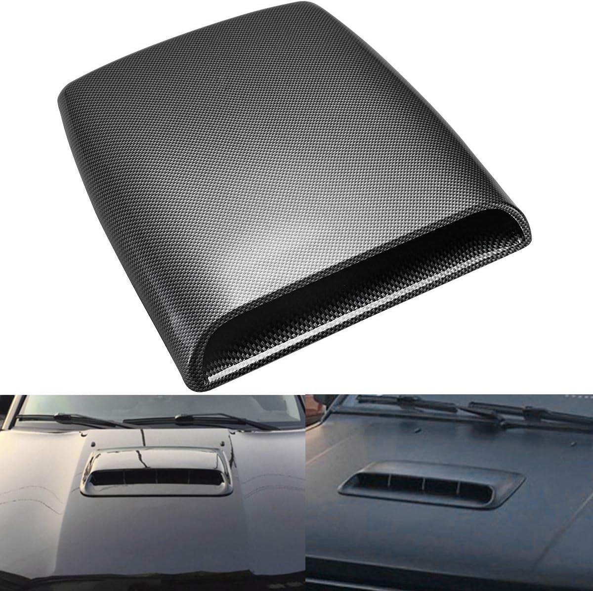 – KATUR Universal Car Decorative Air Flow Intake Hood Scoop Vent Turbo Bonnet Cover Carbon Friber