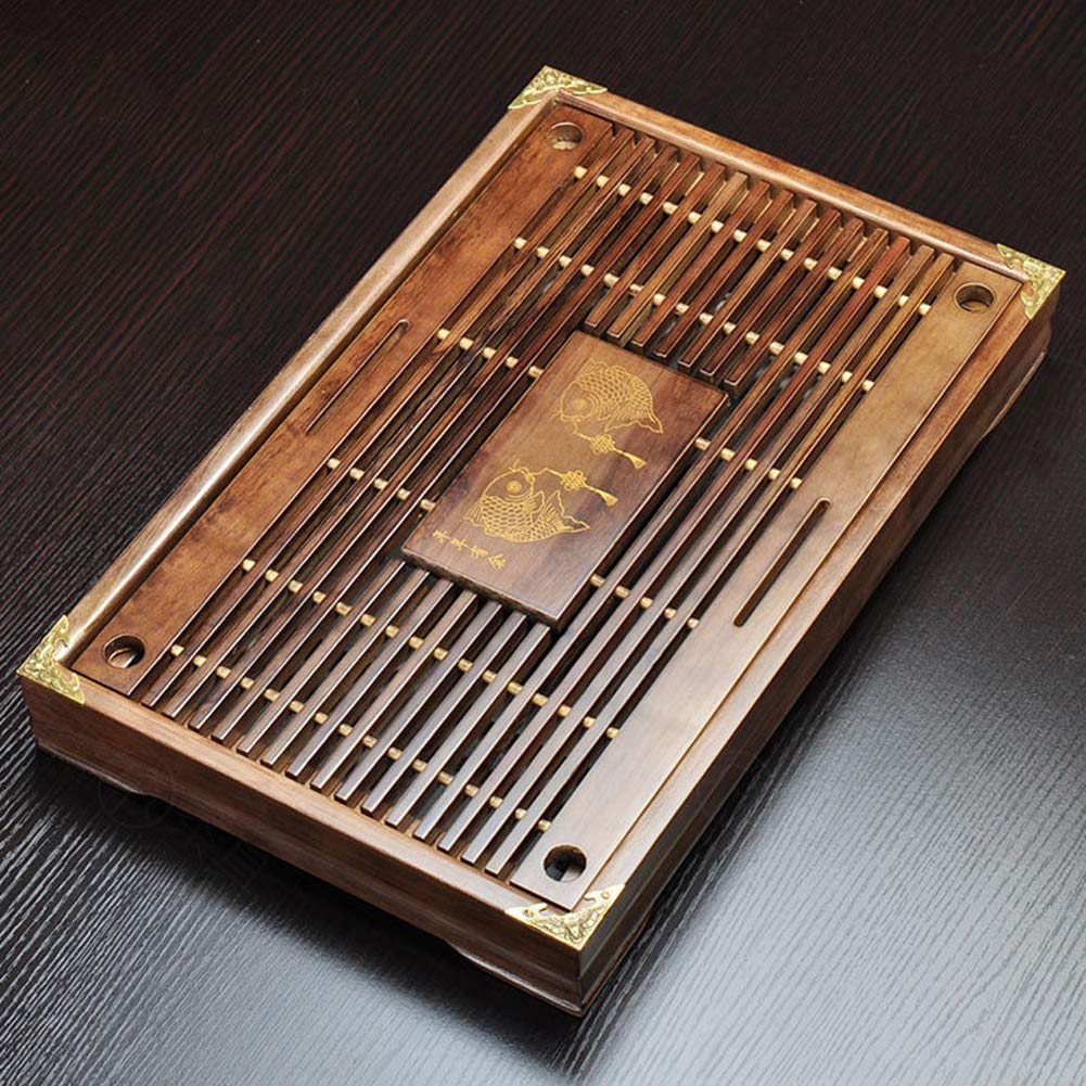 Plateau de thé plateau de service, le bambou Tasteful japonais/chinois plateau thé Gongfu de bambou pour la maison de thé, maison, bureau, Dimensions: env,43cm*28cm*5cm