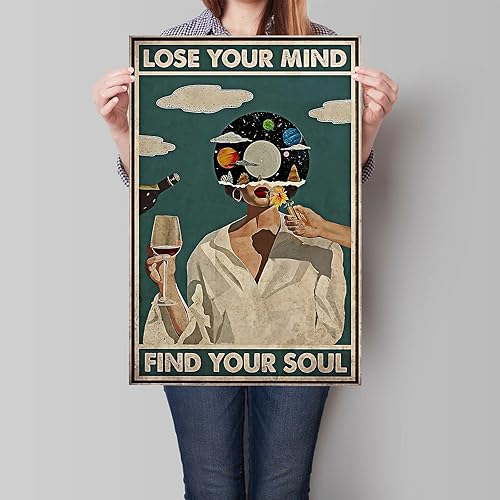 Miniatura 2 de Póster Funky Lose Your Mind Find Your Soul - Lienzo decorativo para pared con cita inspiradora de salud mental, impresión retro, música estética