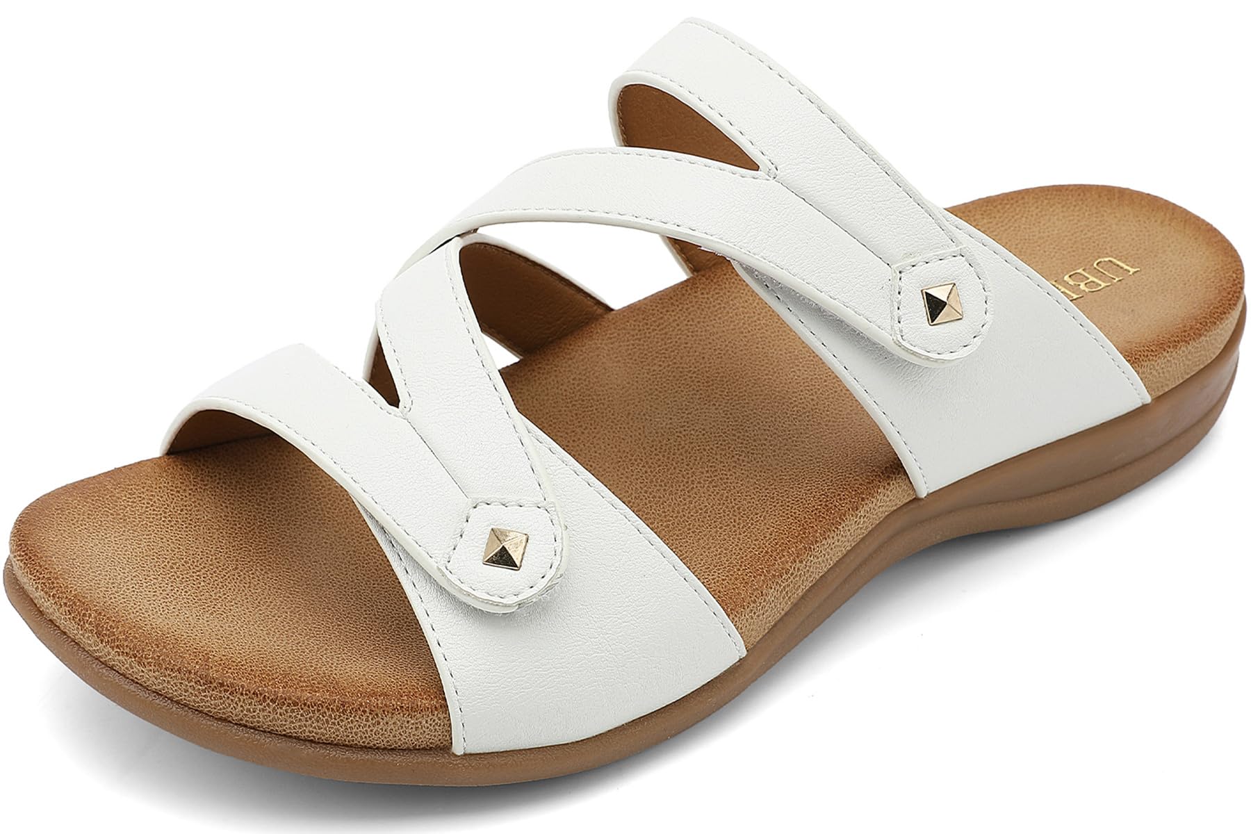UBFEN Womens Comfy Arch Support Slide Sandals, Adjustable Double Straps