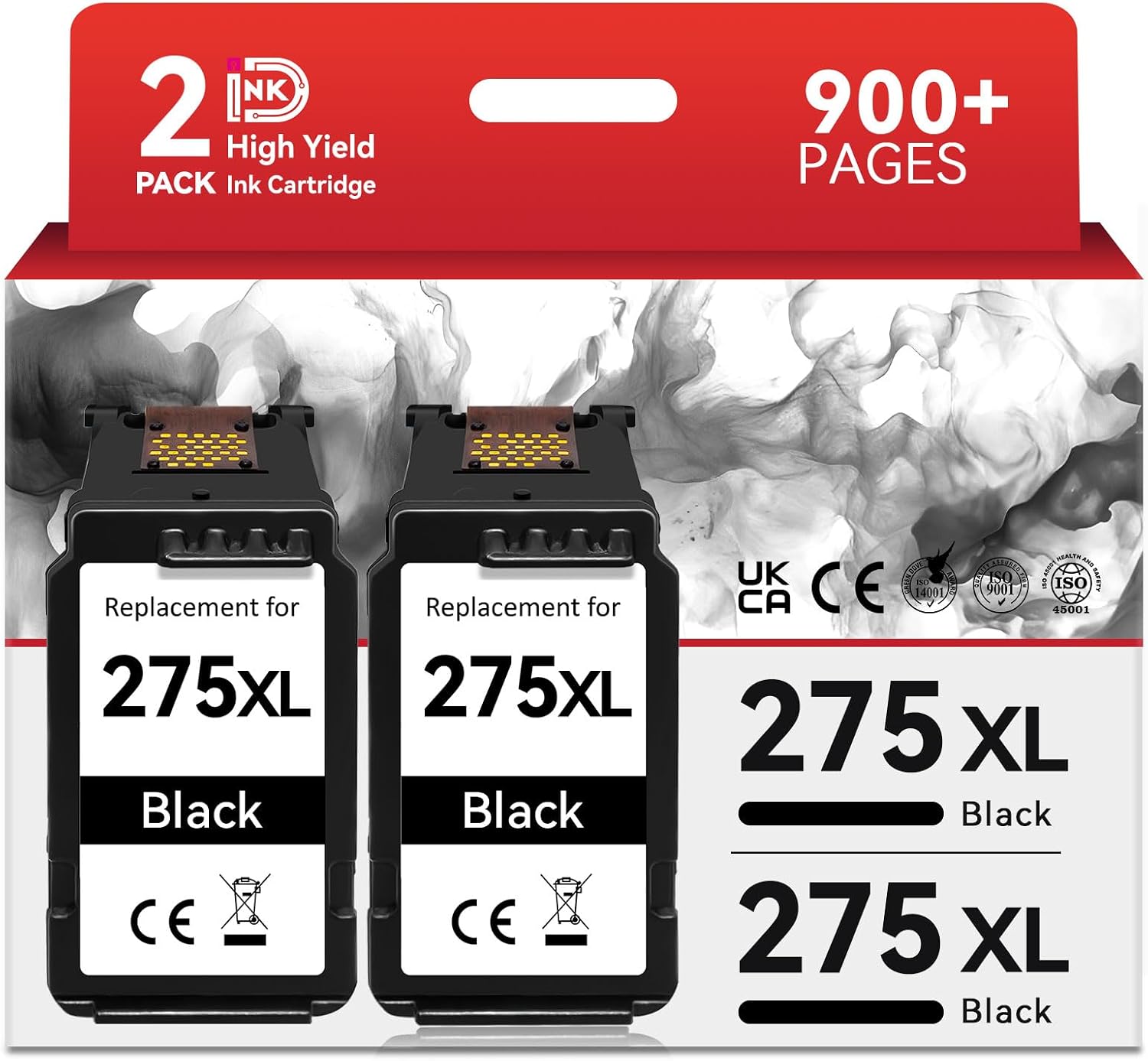 Printer Ink PG-275XL Compatible for Canon PG-275 Black Ink Cartridge 275 XL Work for Canon Pixma TR4720 TS3720 TS3522 TS3520 TS3722 TS3500 TR4722 TR4723 TR4700 TS3700 Printer (2 Pack)