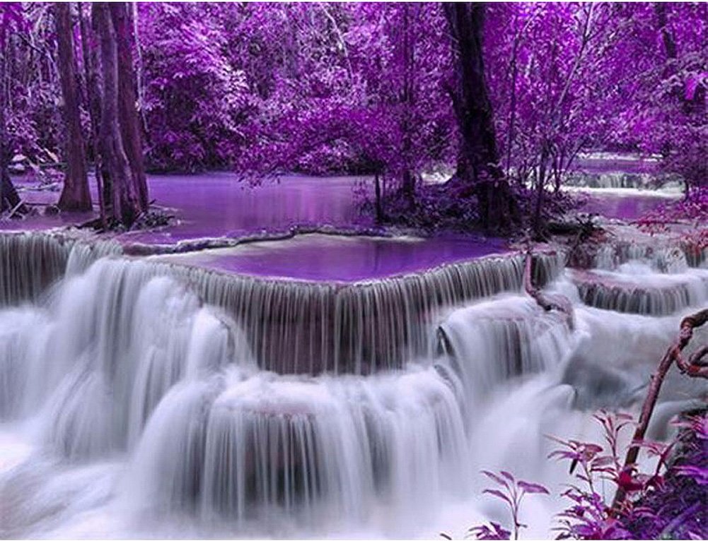 Diamond Painting arbre violet pour décorer votre salon avec un kit de bricolage