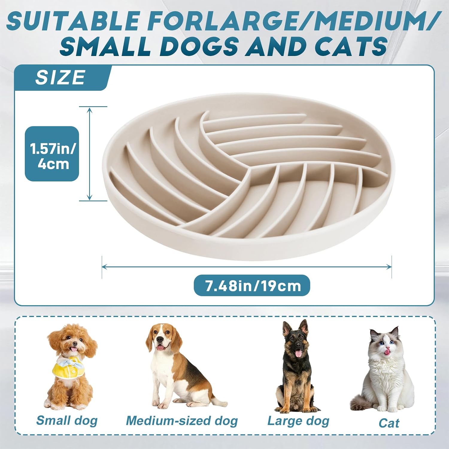 Silicone Slow Feeder Bowls for Dogs and Cats - Wet Food, Suction Cups, Interactive, Reduces Boredom, Anxiety, Anti-Choking, Non-Slip Design (Gray & Beige) image 3