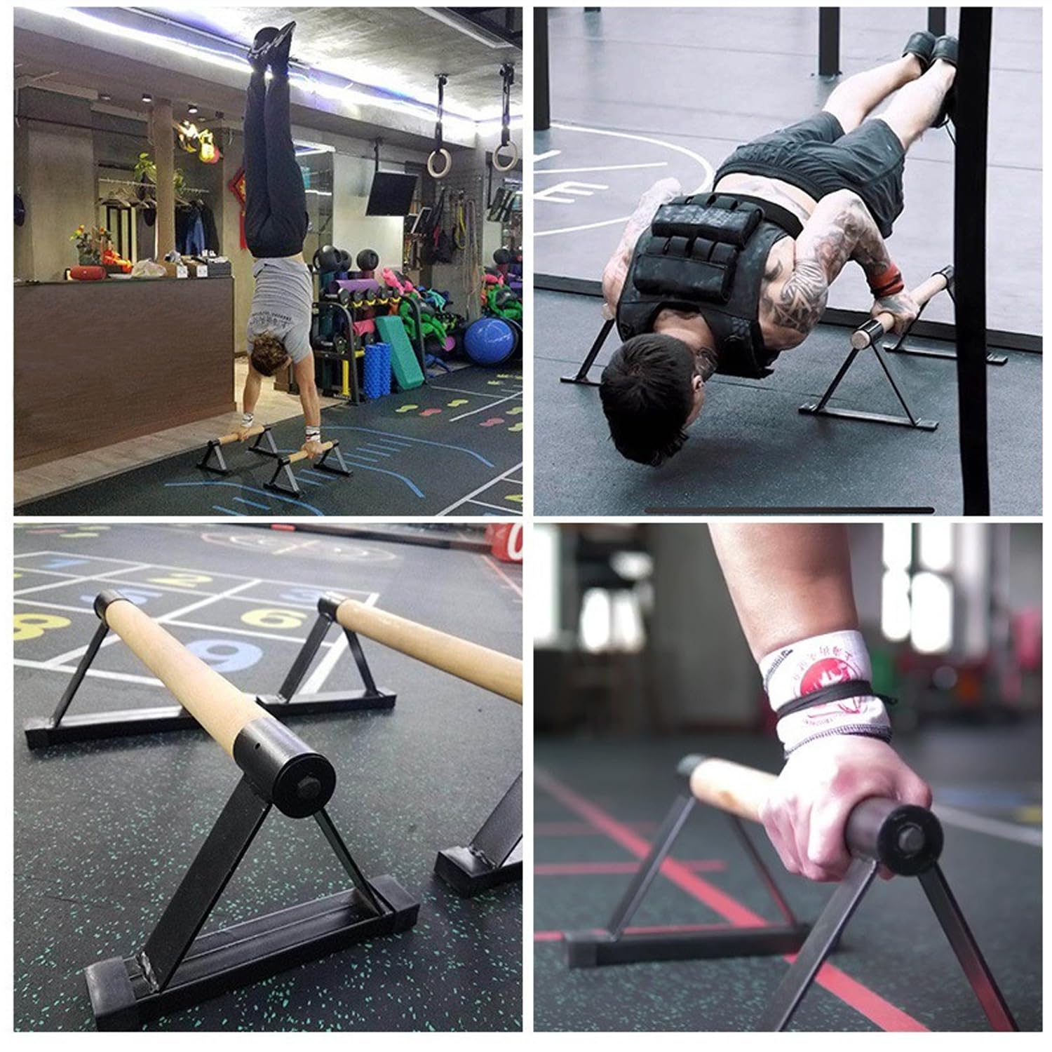 Parallettes,Parallettes Calisthenics,Convient Pour Le Fitness Sans Équipement,l'Entraînement à Domicile Et Les Exercices Au Sol,Équipé d'Un Support En Métal Solide Pouvant Supporter Jusqu'à 330Livres.