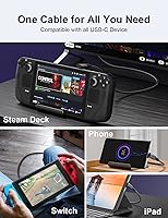 Vista 7 de XAOSUN Cable USB 4 de 240 W para cable Thunderbolt 4, cable de datos USB C de 3.3 pies, transferencia de 40 Gbps, pantalla 8K 4K, compatible con ROG