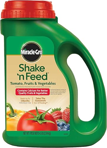 Miracle-Gro Shake 'n Feed Alimento para plantas de liberación continua con calcio para tomates, frutas y verduras, 4.5 libras (fertilizante de