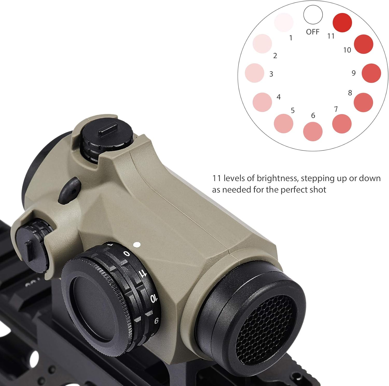 HIRAM 3 MOA Red Dot Reflex Sight, 1x20 Scope, Fits 20 mm Picatinny Rail, Black, Khaki (Khaki) : Sports & Outdoors