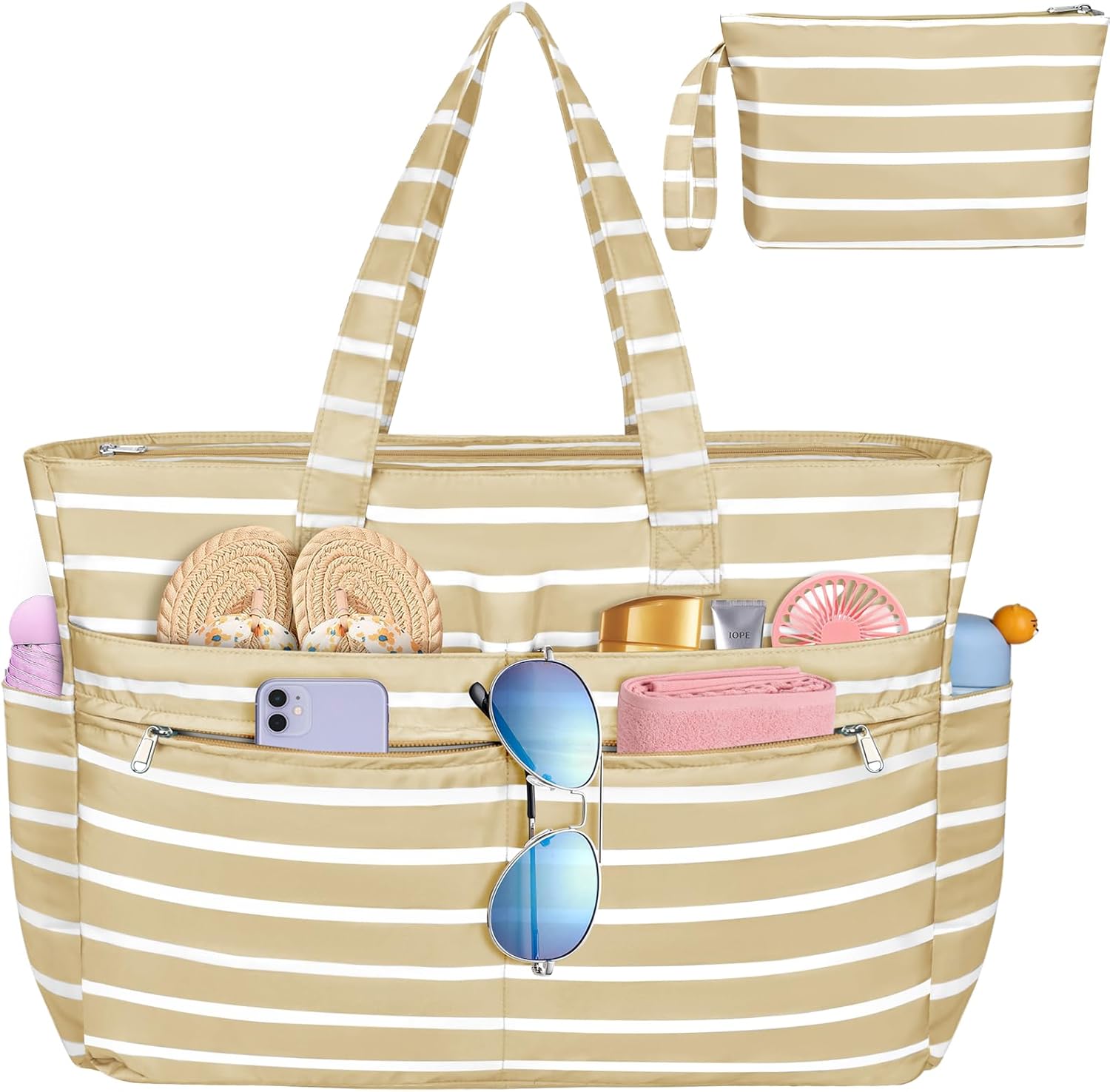 HUANLANG Extra Large Beach Bag Waterproof Beach Totes Bags for Women Men,Pool Bag with Zipper Wet Pocket