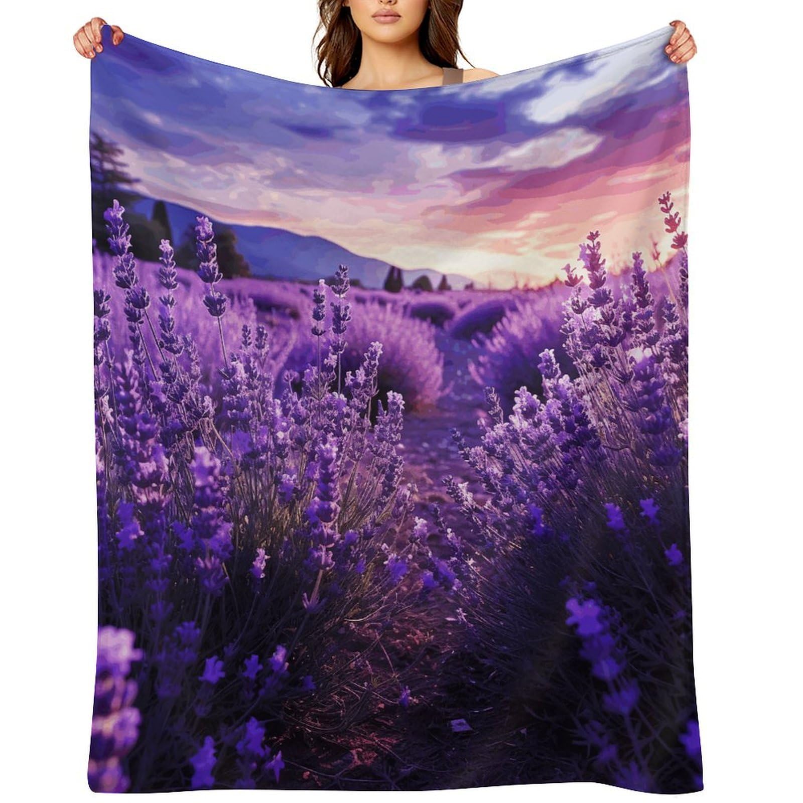 Flannel Fleece Throw Blanket - 30"x40" Super Soft Plush,Lightweight Wrinkle Resistant Cozy Purple Lavender Blanket for Couch Sofa Bed Travel Camping and Gift