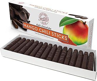 Sweet Candy Company Dark Chocolate Mango Chili Sticks - Gourmet Chocolate Covered Sticks, Chocolate Fruit Flavored Sticks, Gift Idea for Holidays, Gluten Free, Kosher - 10.5 oz Box