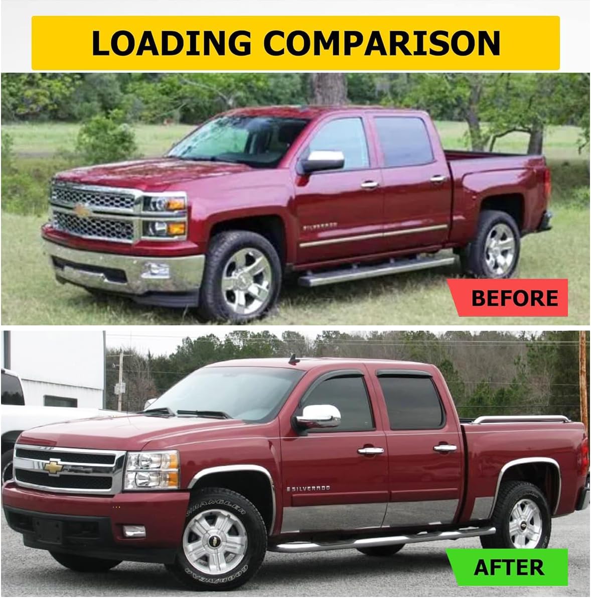 Window Visor Wind Deflectors for 2007-2014 Chevy Silverado/GMC Sierra 1500/2500HD/3500HD Crew Cab & Yukon XL/Suburban/Avalanche,Rainproof Sunproof Protective Replacements Rain Guards 94515