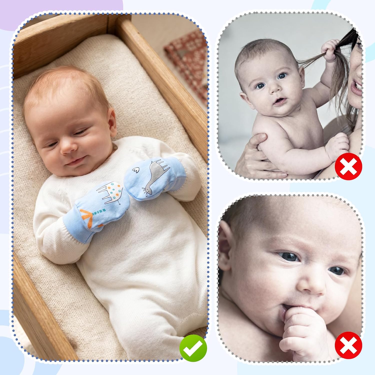 8 Pairs Baby Mittens No Scratch, Cotton Newborn Gloves Infant Mittens for 0-6 months