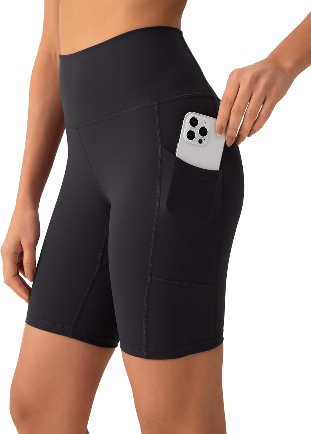 YUNOGA Womens High Waist Biker Shorts with Pockets 6"/8" Yoga Shorts Gym Workout Running Spandex Shorts