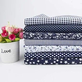 7Pcs 20" x 20" Cotton Fabric DIY Making Supplies Quilting Patchwork Fabric Fat Quarter Bundles DIY for Quilting Cotton Patchwork Cushions (Navy Blue, 20" x 20")