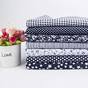 7Pcs 20" x 20" Cotton Fabric DIY Making Supplies Quilting Patchwork Fabric Fat Quarter Bundles DIY for Quilting Cotton Patchwork Cushions (Navy Blue, 20" x 20")