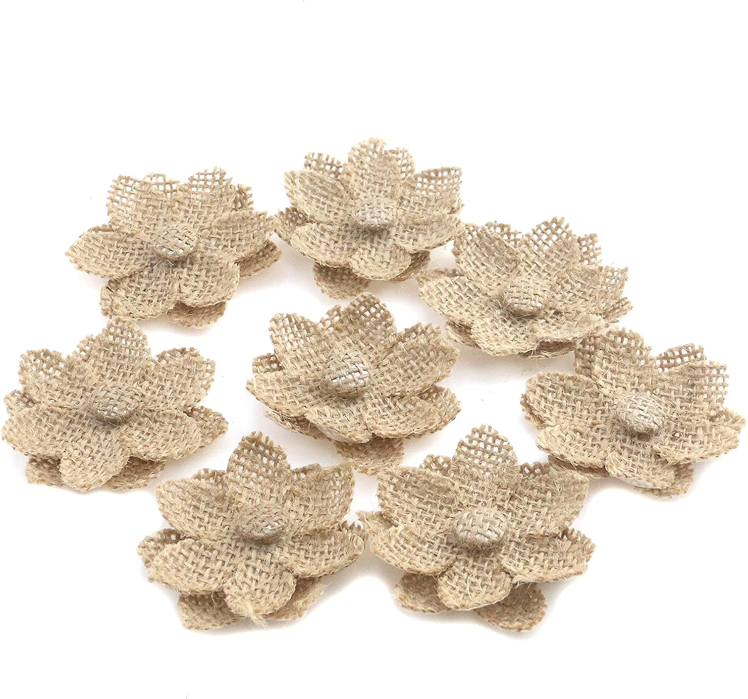 T Tulead Handmade Burlap Flowers, 2.4-Inch, Lace Rose, 10PCS image 3