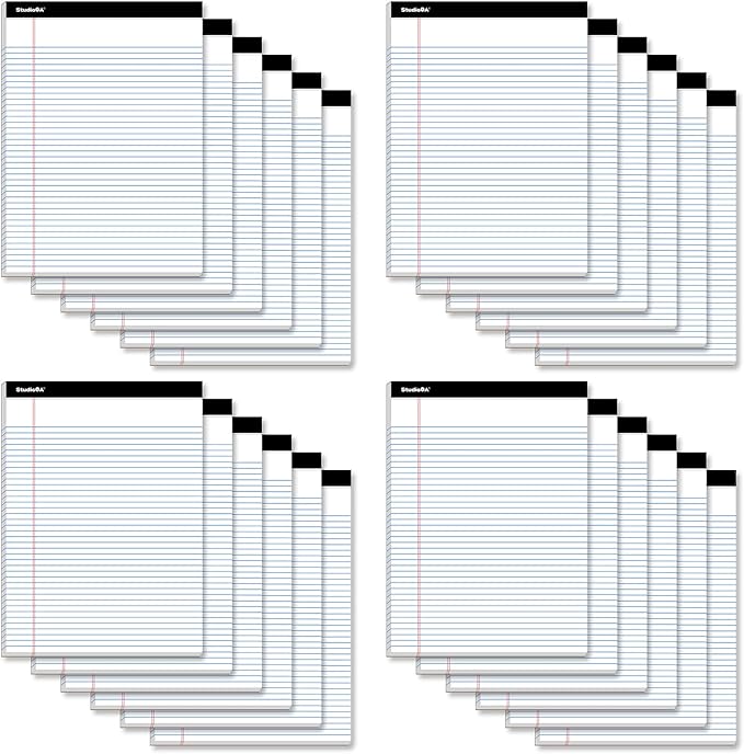 Amazon.com : STUDIO O. A. Legal Pad WHITE (24pk 8.5 x 11 NARROW RULED ...