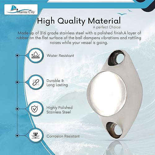 Miniatura 3 de MARINE CITY Juego de topes de acero inoxidable 316 con acabado brillante y magnético fuerte y moderno para puerta de bola, juego de soporte suave