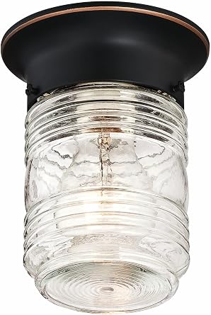 Design House Jelly Jar Ceiling Light, Indoor/Outdoor, Flush Mount, Dimmable, Uses 1 60W Bulb, Oil Rubbed Bronze, 4.8 in Diameter x 5.9 in H, 587238