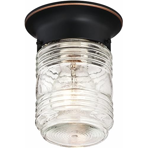 Design House Jelly Jar Ceiling Light, Indoor/Outdoor, Flush Mount, Dimmable, Uses (1) 60W Bulb, Oil Rubbed Bronze, 4.8 in Diameter x 5.9 in H, 587238