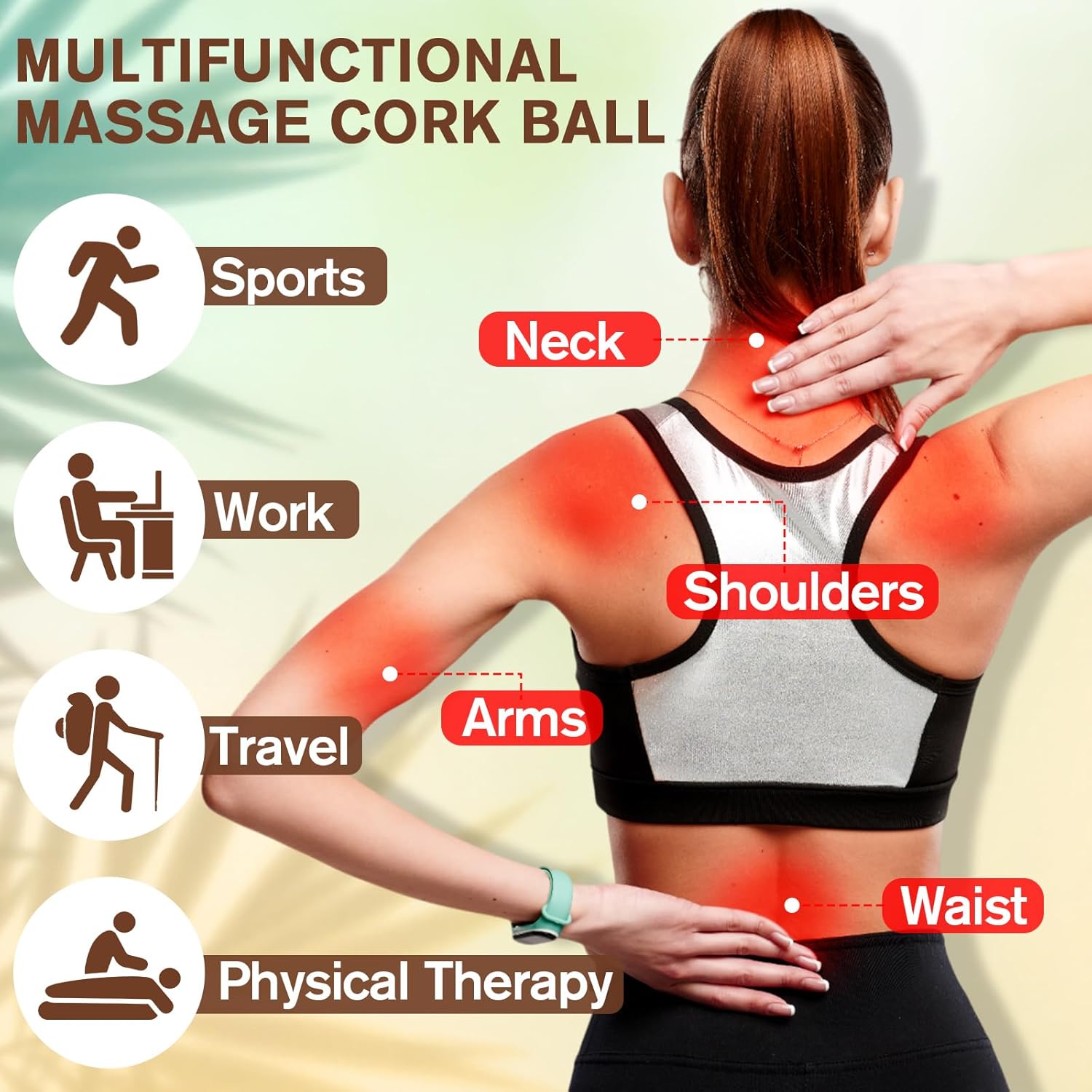 Seenelling 50 Pcs Cork Massage Ball Solid Hard Myofascial Release Yoga Ball for Back Foot Neck Pain Therapy Portable Tissue Muscle Release Tool for Home Office Travel (2 Inch)