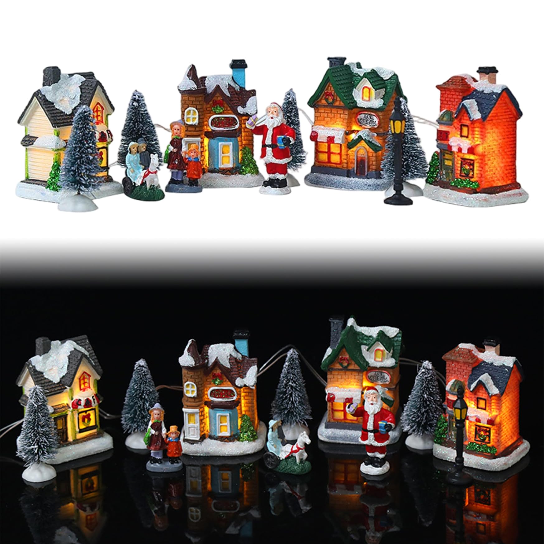 Pueblo navideño de resina decorativo para adornar el mueble del salón este invierno 7