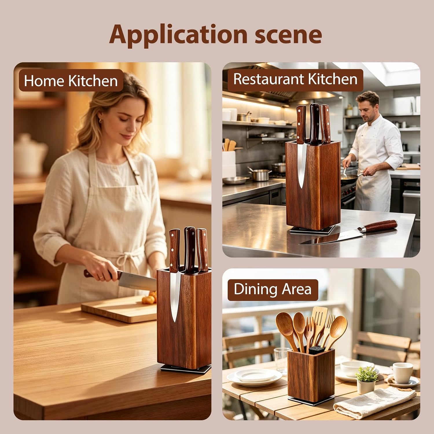 Magnetic Knife Block, 360° Rotating Knife Holder without Knives