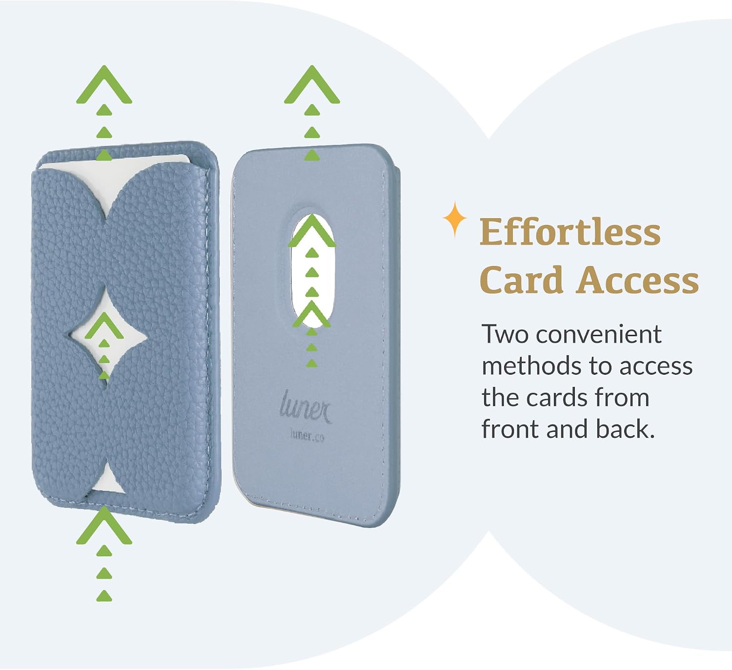 Luner - for iPhone 16 Pro - Phone Case with Card Wallet Bundle - White Premium Vegan Leather Phone Case + Frost Blue Card Wallet [Both Compatible with Magsafe] Cute and Unique Stylish for Women image 4