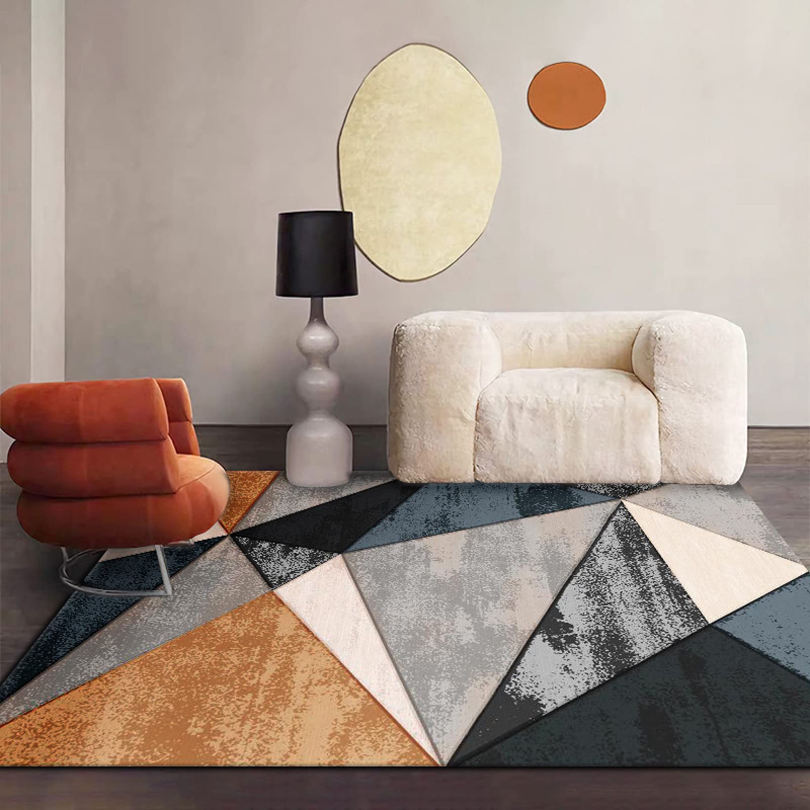 Tapis en peluche géométrique nordique grand format pour une décoration d'intérieur raffinée