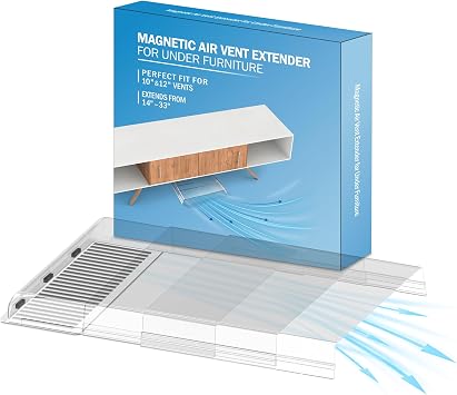 Magnetic Vent Extender for Under Furniture, Fits 10-12 Floor Vents